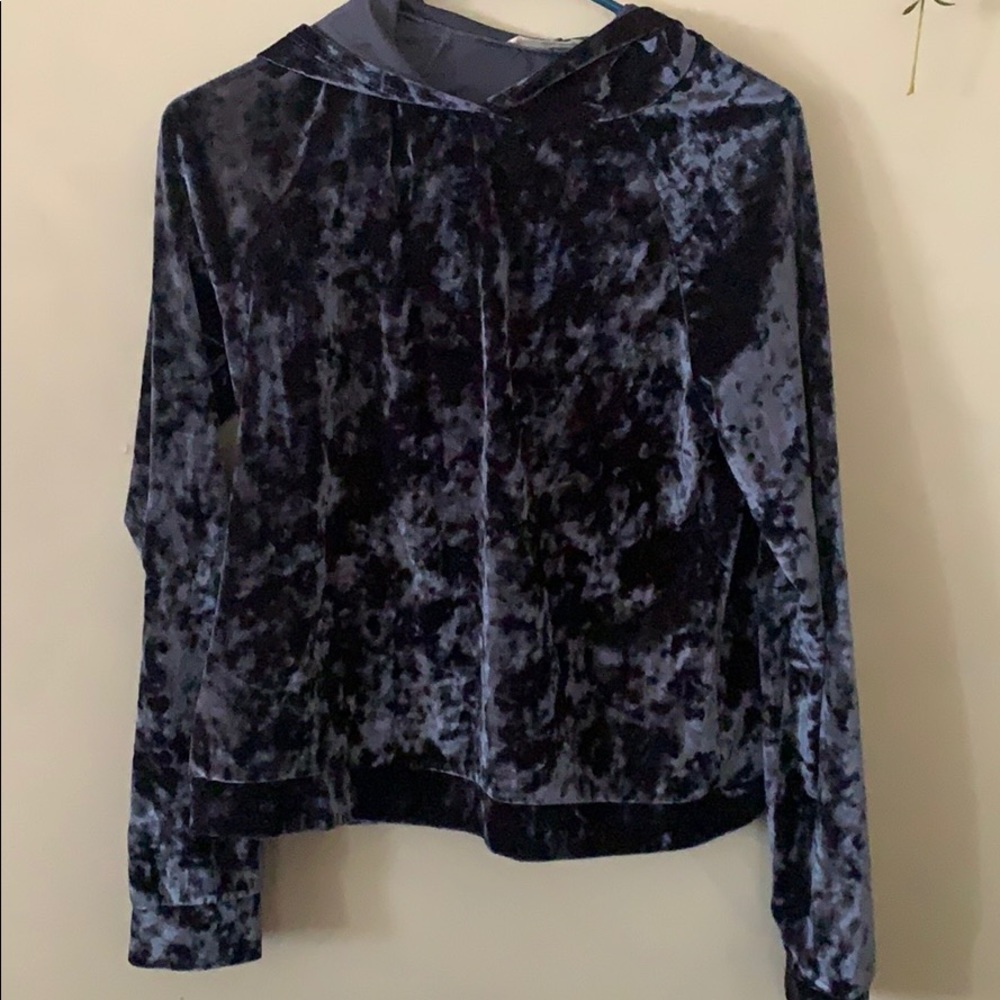 Honey Punch Small Velvet Hoodie Sweatshirt